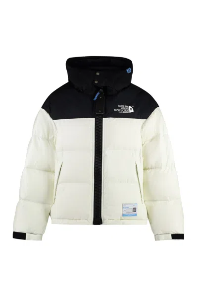 Shop Miharayasuhiro Hooded Techno Fabric Down Jacket In White