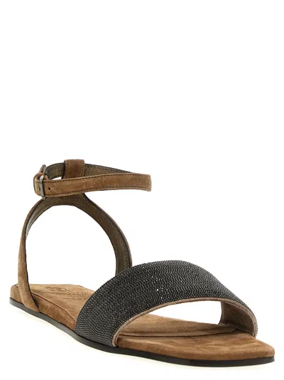 Shop Brunello Cucinelli Monile Sandals In Beige