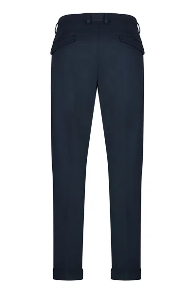 Paul & Shark Cuffed Hem Cotton Trousers With Key Ring In Blue