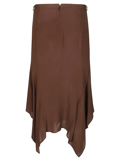 Shop Pinko Egisto Crepe De Chine Skirt In Brown