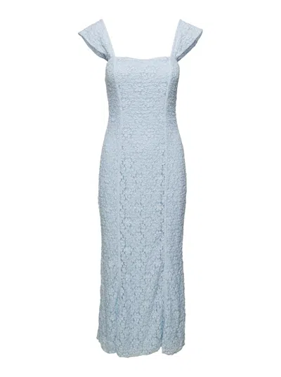 Shop Rotate Birger Christensen Lace Wide Strap Dress In Light Blue