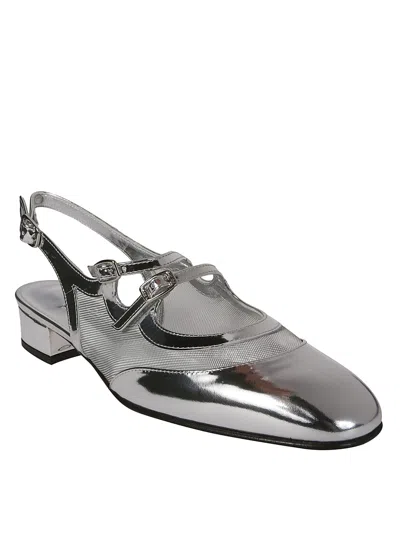 Shop Carel Sling Back Flate Double Strap In Silver