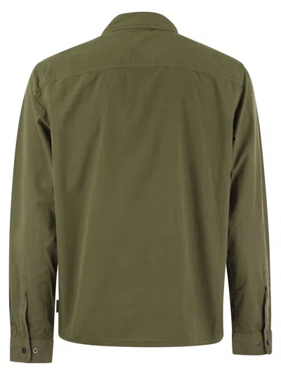 Shop Woolrich Garment-dyed Shirt Jacket In Pure Cotton In Olive