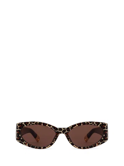 Shop Jacquemus Jac4 Leopard Glasses