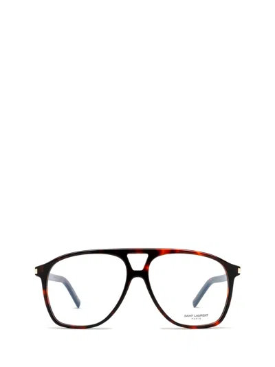 Shop Saint Laurent Sl 596 Opt Havana Glasses