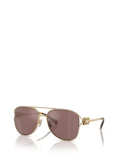 Shop Miu Miu Mu 52zs Pale Gold Sunglasses