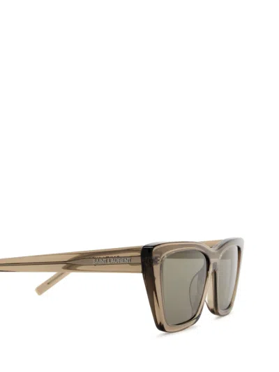 Shop Saint Laurent Sl 276 Brown Sunglasses