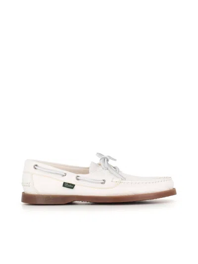 Paraboot Barth White Leather Loafers With Durable Rubber Sole In White