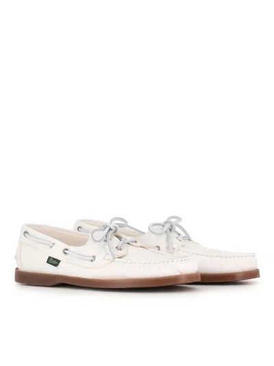 Paraboot Barth White Leather Loafers With Durable Rubber Sole In White
