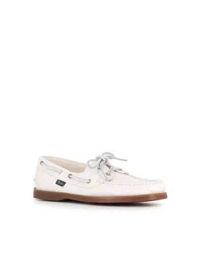 Paraboot Barth White Leather Loafers With Durable Rubber Sole In White