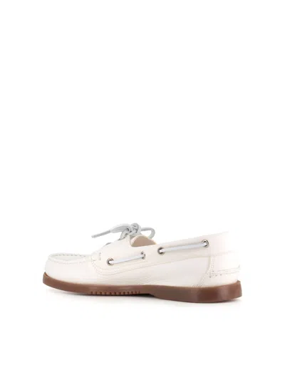 Paraboot Barth White Leather Loafers With Durable Rubber Sole In White