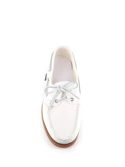 Paraboot Barth White Leather Loafers With Durable Rubber Sole In White