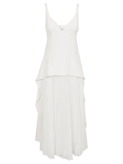 Shop Jonathan Simkhai Sequoia S/l V Neck Midi Dress In White