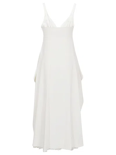 Shop Jonathan Simkhai Sequoia S/l V Neck Midi Dress In White