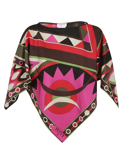 Shop Pucci S.s.blouse In Khaki Fuxia
