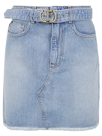 Shop Twinset Denim Mini Skirt