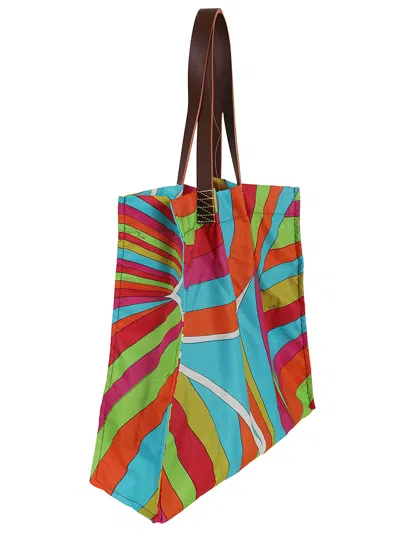 Shop Pucci Tote Bag Medium - Nylon In Arancio Fuxia