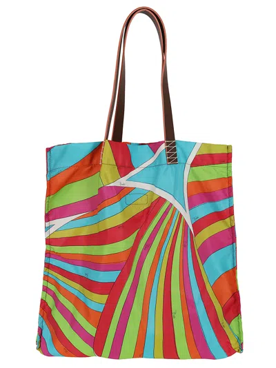 Shop Pucci Tote Bag Medium - Nylon In Arancio Fuxia