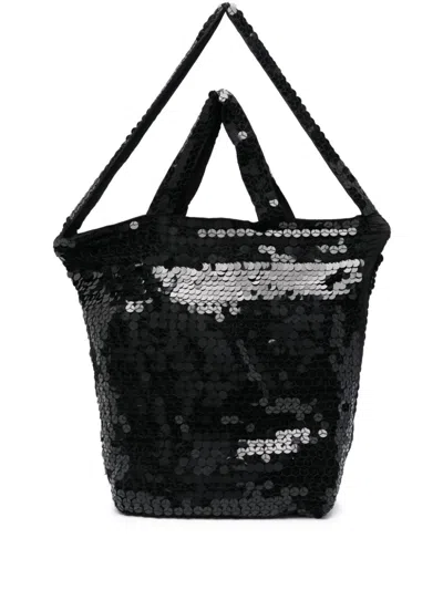 Shop P.a.r.o.s.h Sequined Satchel In Black