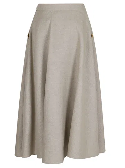 Shop Valentino Skirt Solid Tela Lino In Beige Gravel