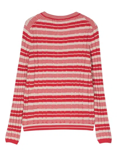 Shop Paul Smith Long Sleeves Striped Korean Sweater In Red