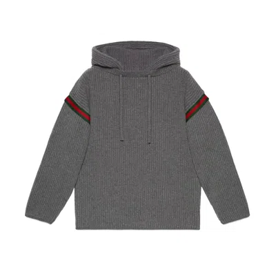 Shop Gucci Wool Zipped Sweatshirt In Gray