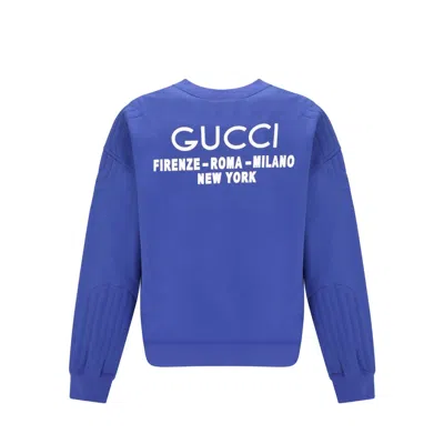 Shop Gucci Cotton Sweatshirt In Blue