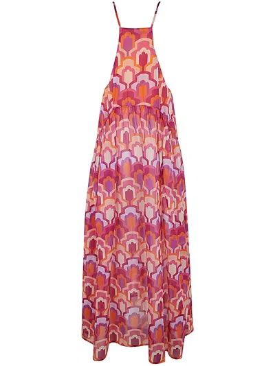 Shop Seventy Sleeveless Printed Dress In Fucshia