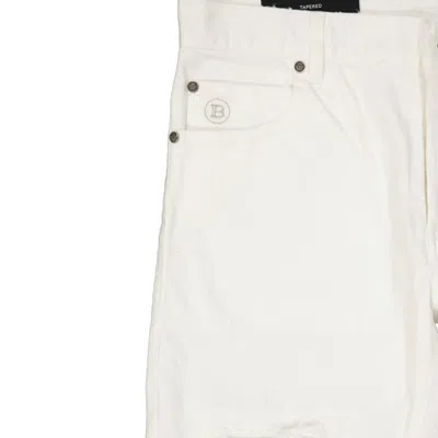 Shop Balmain Cotton Denim Jeans In White