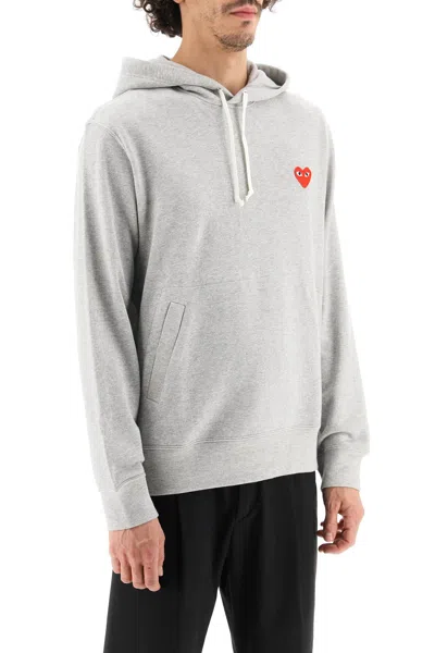Shop Comme Des Garçons Play Heart Patch Hoodie In Gray (grey)