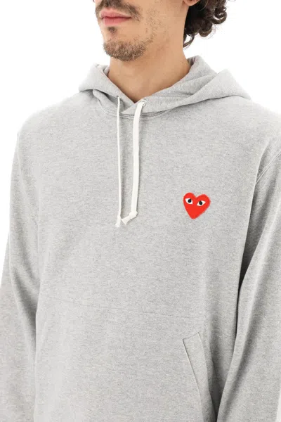 Shop Comme Des Garçons Play Heart Patch Hoodie In Gray (grey)