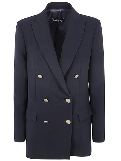 Shop Drhope Double Breasted Jacket In Navy Blue