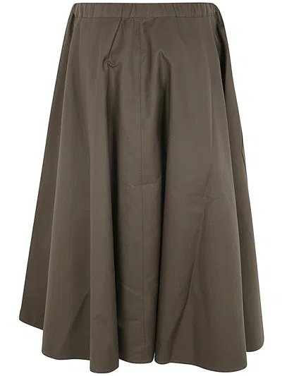 Shop Sofie D'hoore Wide Midi Skirt With Big Patched Pockets In Khaki