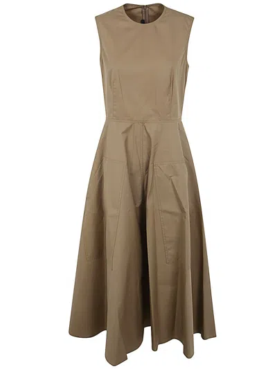 Shop Sofie D'hoore Long Dress With Two Applied Pockets In Dune