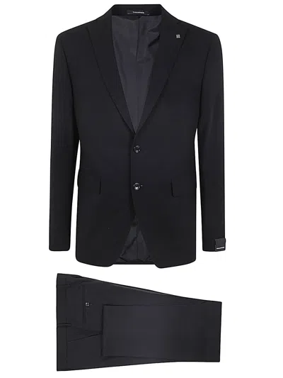 Shop Tagliatore Crepe Effect Classic Suit In Black