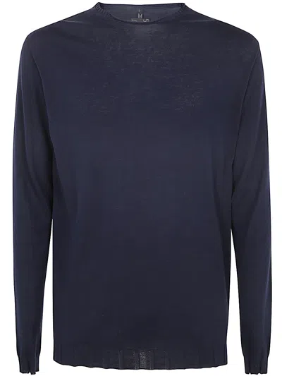 Md75 Classic Round Neck Pullover In Basic Blue