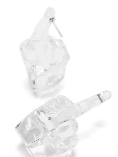 Shop Y/project Midi Fuck You Pendant Earrings In Transparent