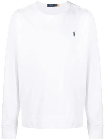 Shop Polo Ralph Lauren Crew Neck Sweatshirt In White