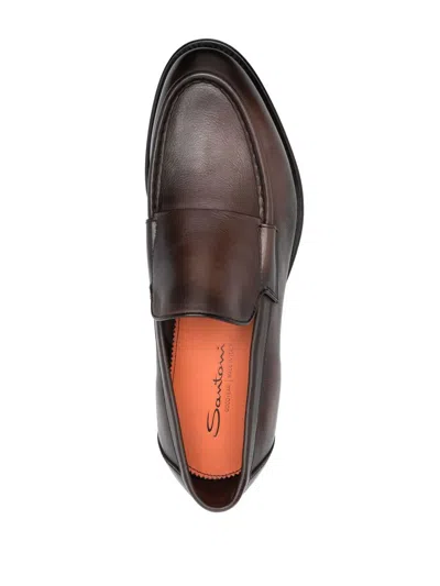 Shop Santoni Grover Loafers In Dark Brown