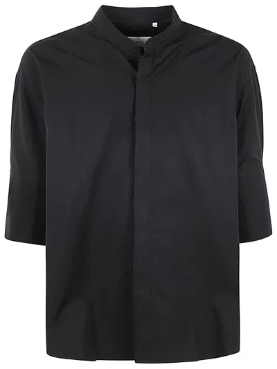 Shop Ami Alexandre Mattiussi Mandarin Collar Shirt In Black