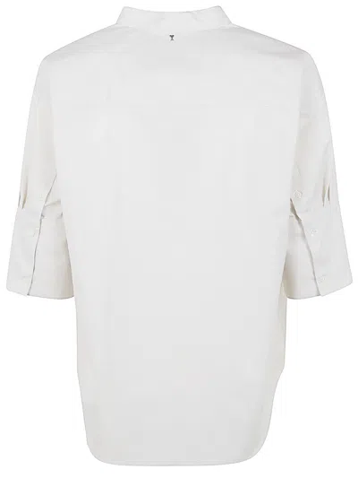 Shop Ami Alexandre Mattiussi Mandarin Collar Shirt In Chalk