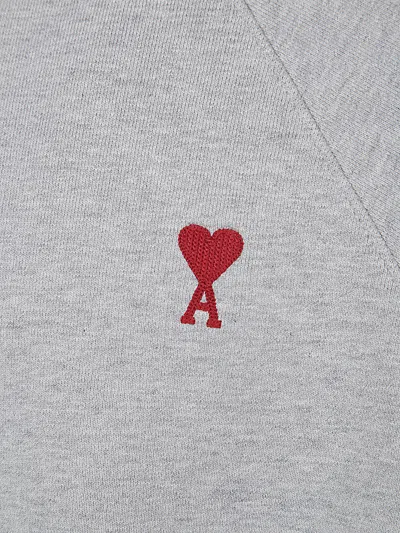 Shop Ami Alexandre Mattiussi Red Ami De Coeur Sweatshirt In Heather Ash Grey