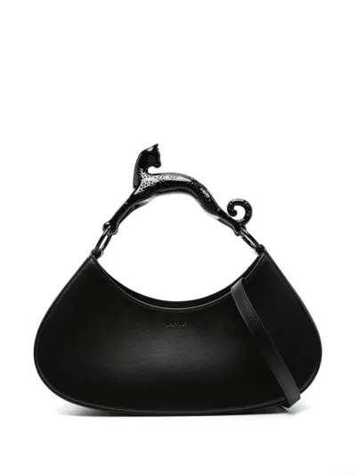 Shop Lanvin Large Hobo Bag With Cat Handle In Black