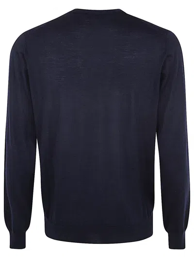 Shop Filippo De Laurentiis Long Sleeves Crew Neck Sweater In Navy