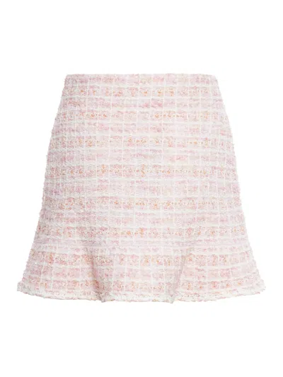 Shop Self-portrait Pink Check Knit Skirt