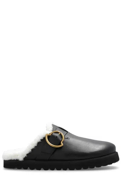 Shop Moncler Buckle-detailed Mules In Black
