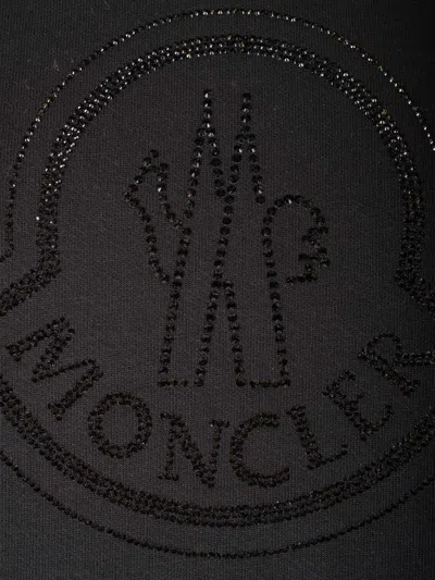 Shop Moncler Logo Sweatshirt With Crystals In Black