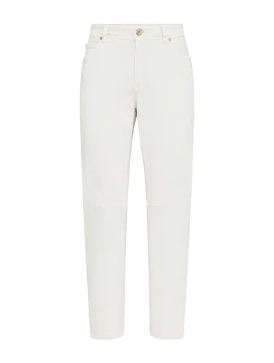 Shop Brunello Cucinelli Dyed Denim Pants In Warm White