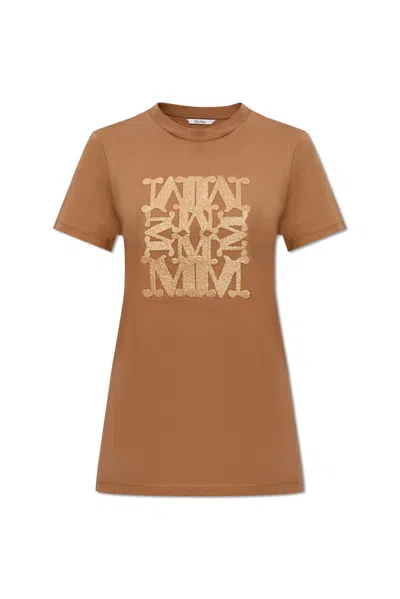 Shop Max Mara Taverna T-shirt In Brown/gold