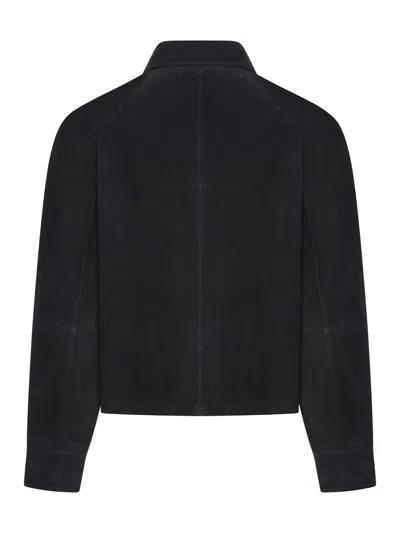 Shop Brunello Cucinelli Leather Jacket In Black White Grey